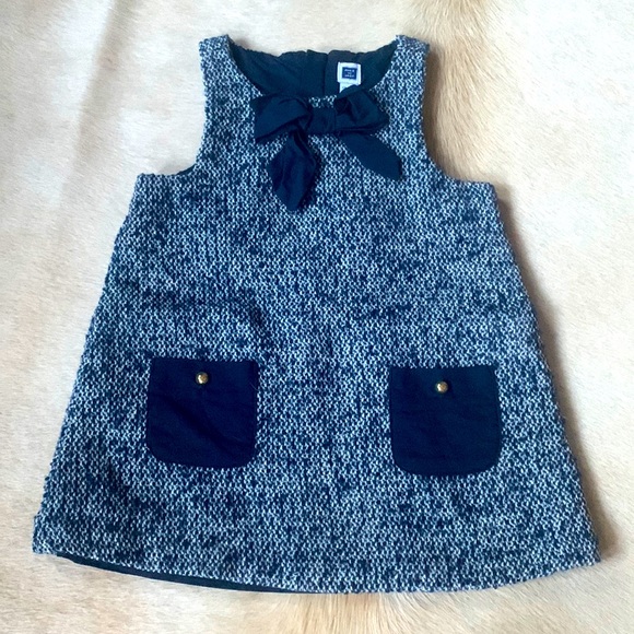 COPY - JANIE & JACK Wool Blend Navy Tweed Like Dress Size 12-18 months - Picture 1 of 9